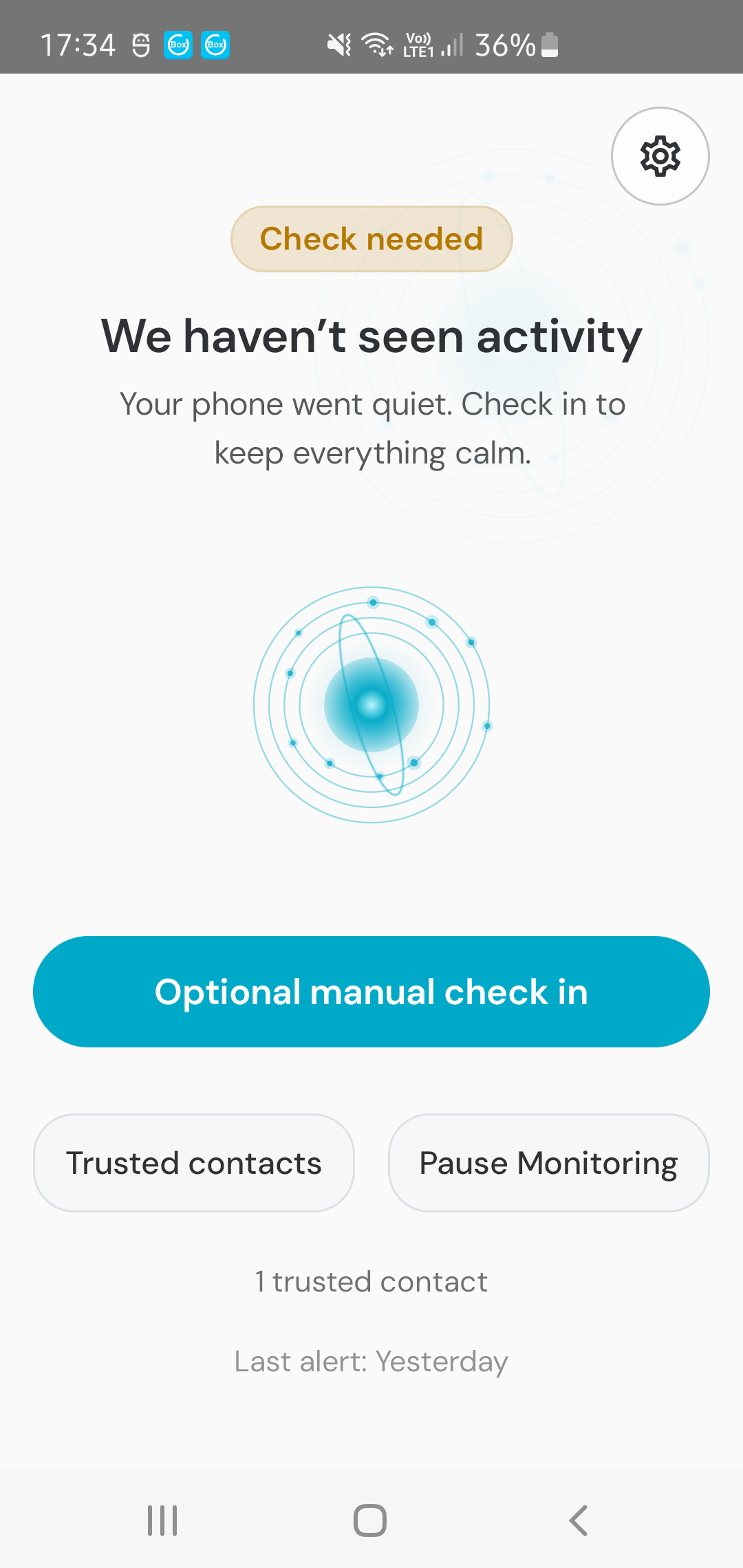 POLApp quiet active state — nothing to do, no alerts